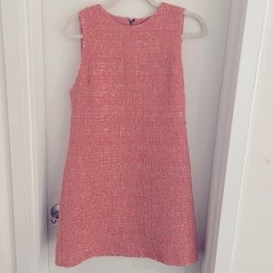 Alice & Olivia Salmon-Pink & Metallic Tweed Mini Dress, Sz 4